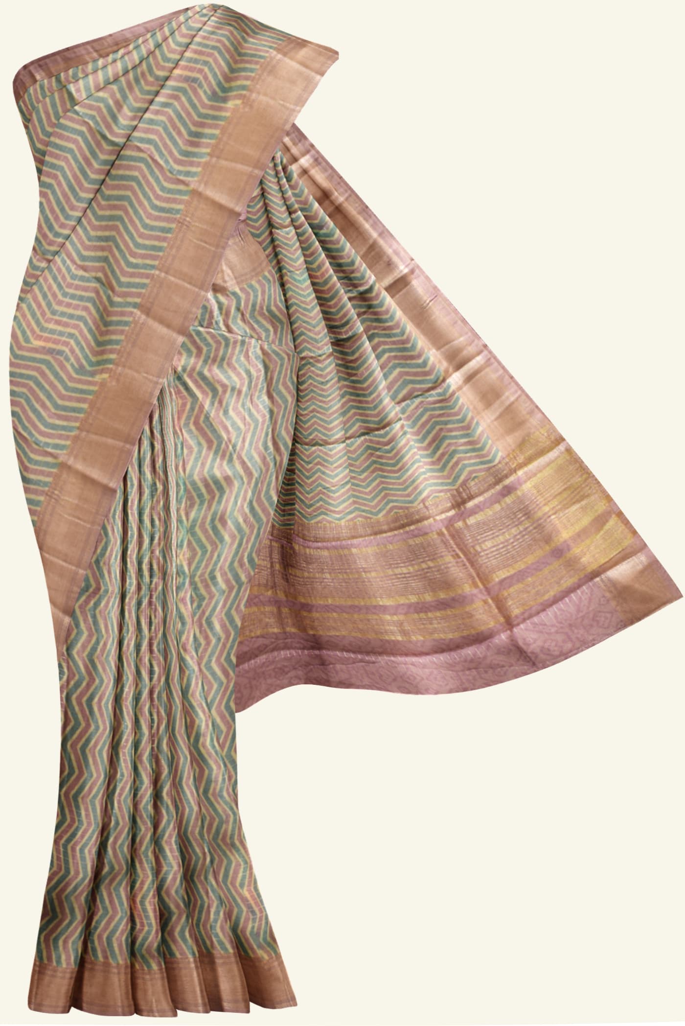 Cream Printed Cotton Saree K0222043714 5 Saree