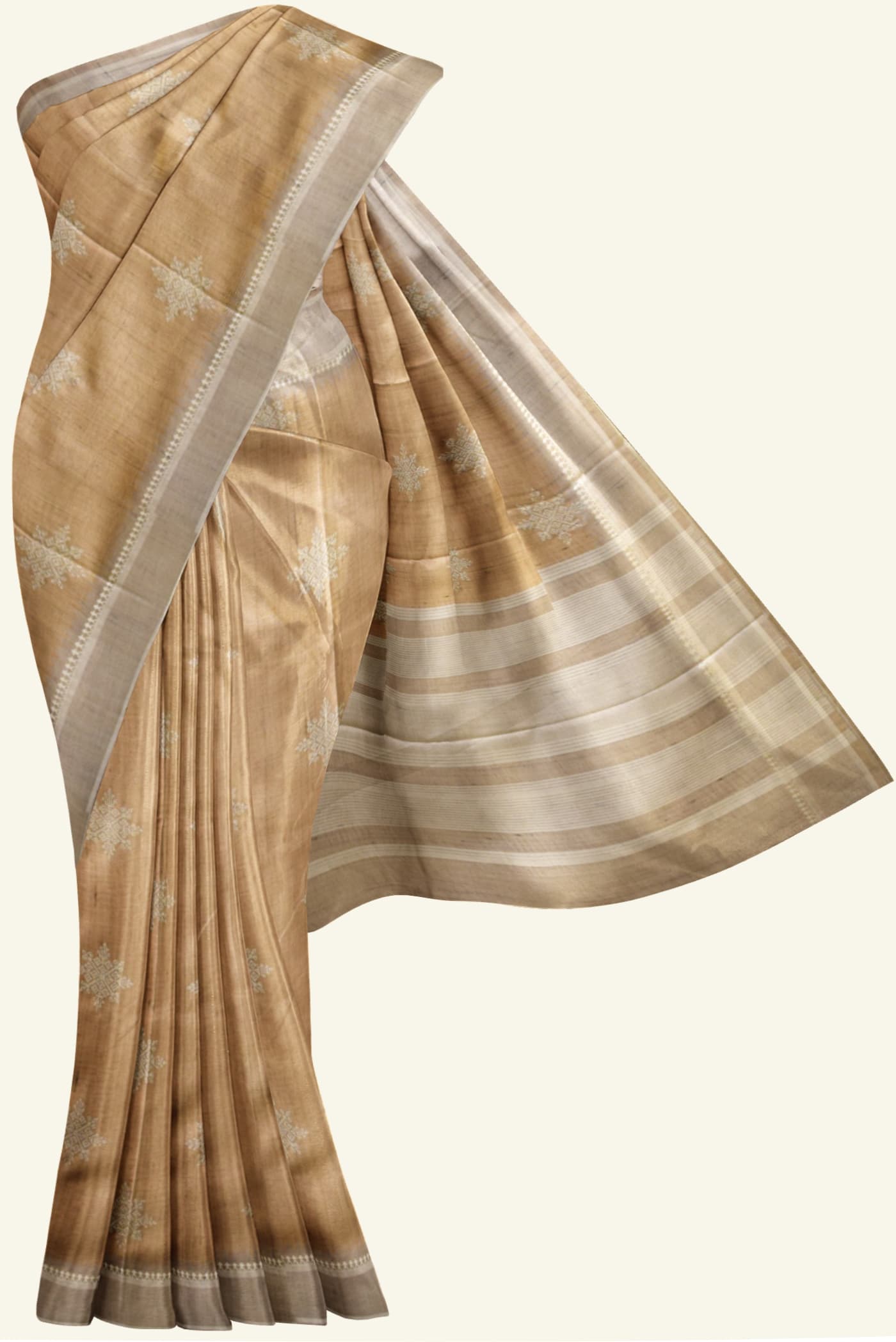Dark Beige Semi Tussar Silk Saree K0217060202 5 Saree