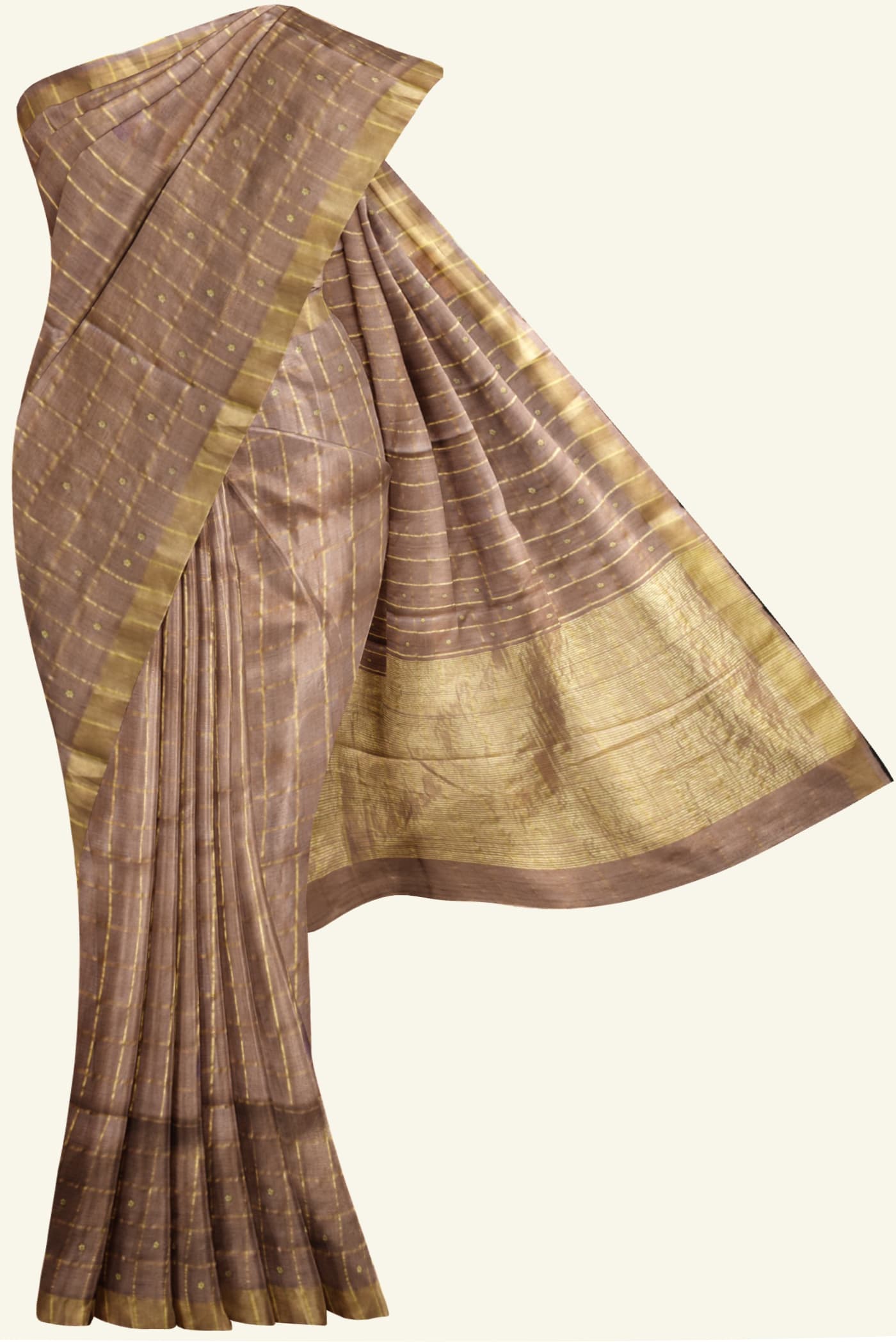 Light Chocolatey Brown Pink Khadi Tussar Silk Saree K0217120202 5 Saree