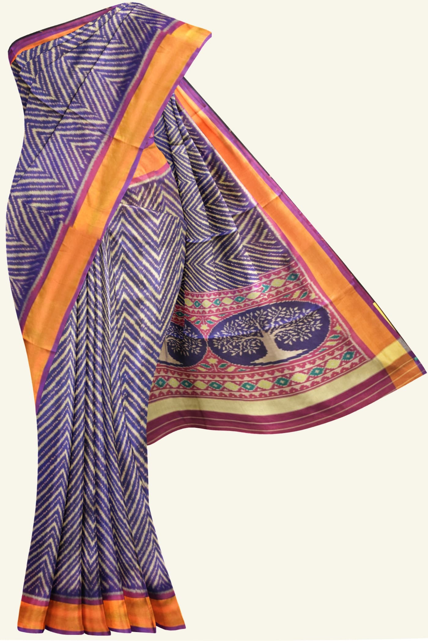 Magenta and Blue Patola Silk Saree K0046012119 5 Saree