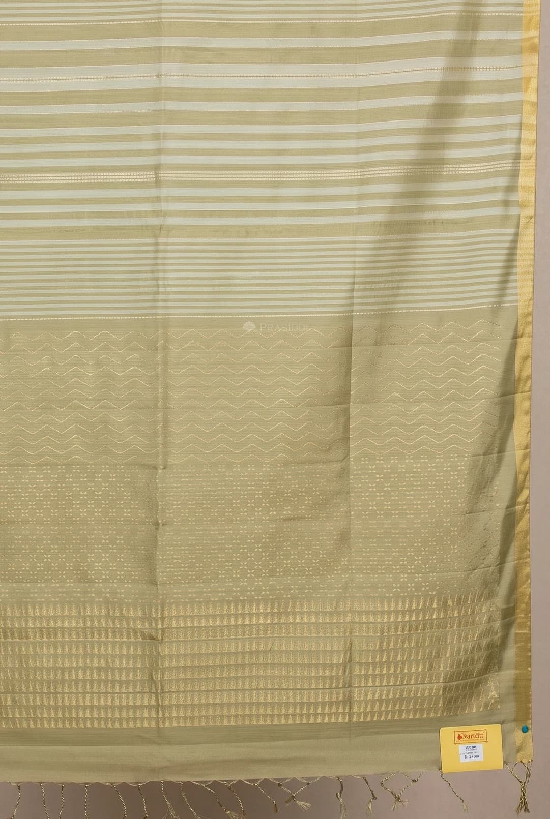 Off White and Sand Soft Silk Saree with Minimal Border and Woven Design. – Display Image