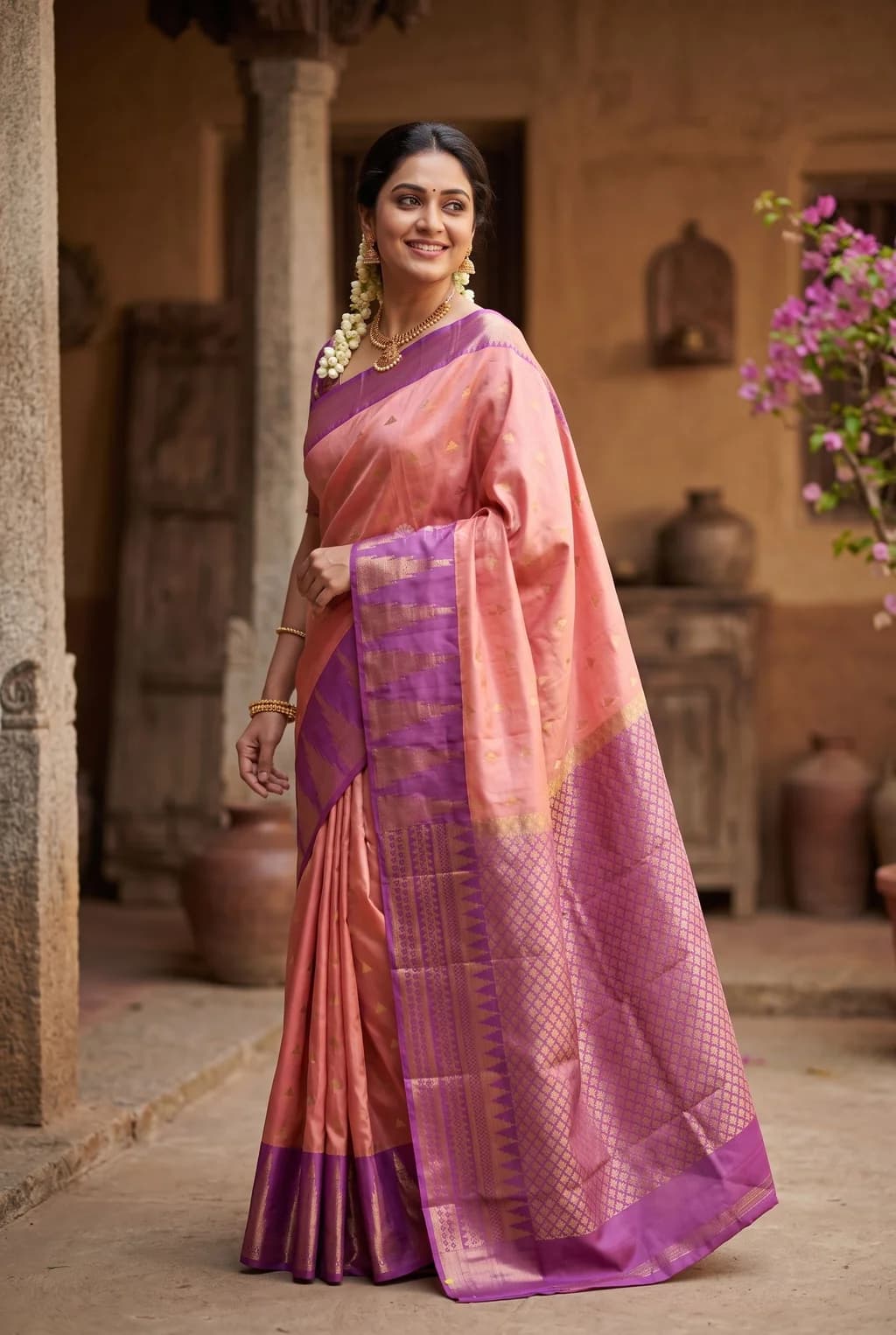Pale Amethyst Designer Silk Saree with Woven Design and Designer Border. – 002 Joy Standing Product NB2