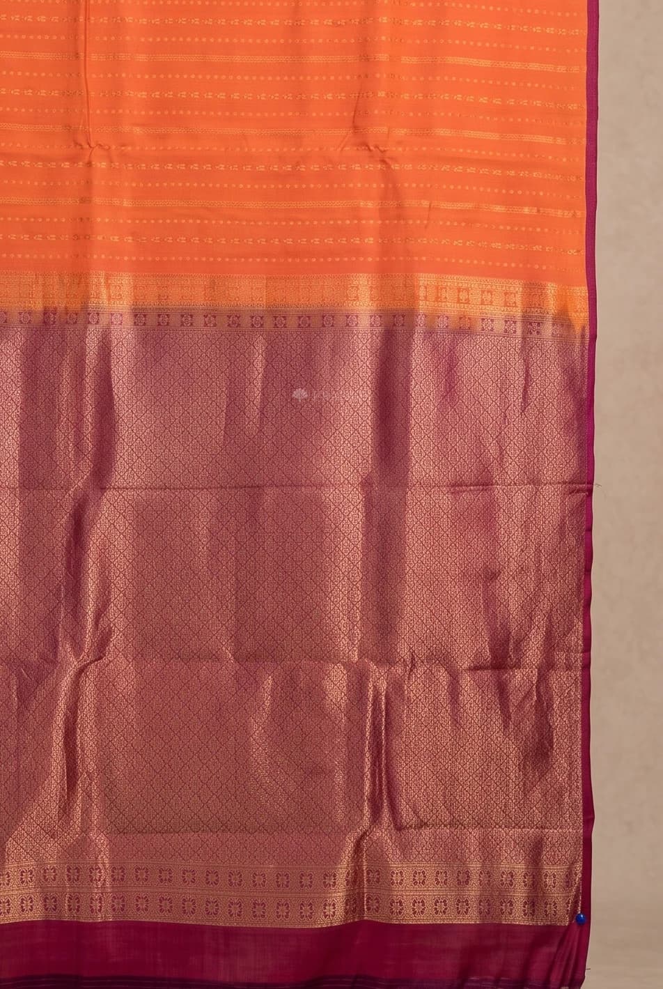 Orange Silk Saree with Medium Woven Design, Ideal for Festive and Daily Occasions. – Display Image
