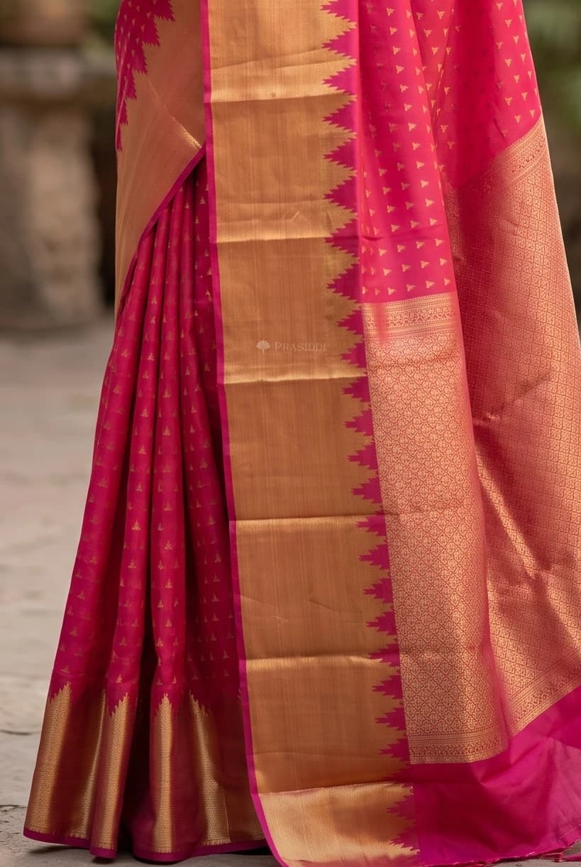 Silk Saree with Woven Work and Traditional Motifs and classical border border – Display Image