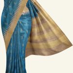 Ananda Blue and Beige Semi Tussar Saree K0202040101 5 Saree