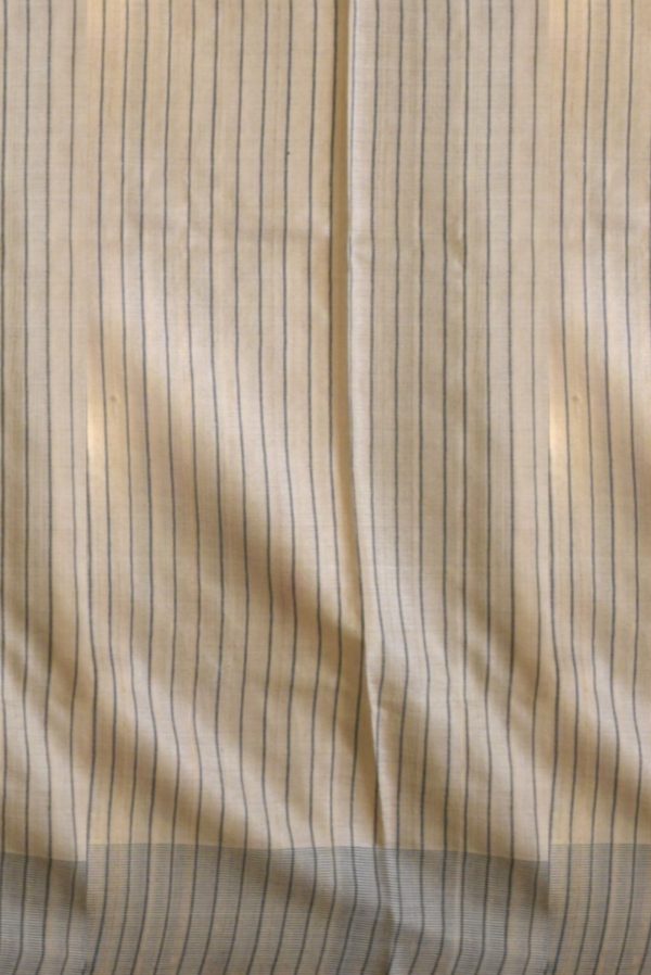 Beige and Black Khadi Tussar Silk Saree K0204050101 2 Blouse