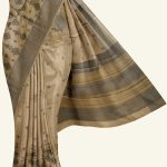 Beige and Black Khadi Tussar Silk Saree K0204050101 5 Saree