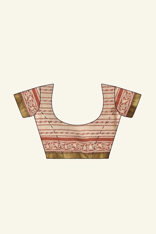 Beige and Maroon Maheshwari Silk Cotton Saree K0195032010 1 Blouse Concept