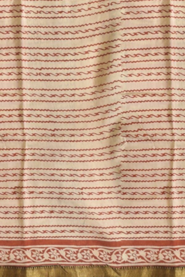 Beige and Maroon Maheshwari Silk Cotton Saree K0195032010 2 Blouse