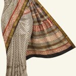 Beige and Maroon Maheshwari Silk Cotton Saree K0195032010 5 Saree