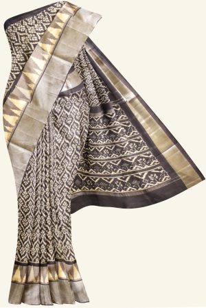 Black Handloom Ikat Silk Saree K0198010202 5 Saree