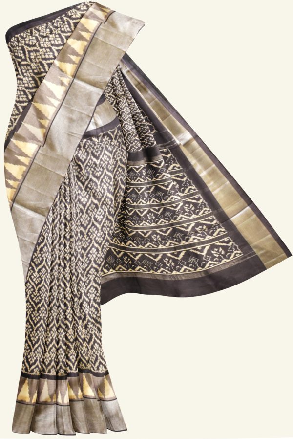 Black Handloom Ikat Silk Saree K0198010202 5 Saree