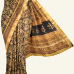 Black and Mustard Maheshwari Silk Cotton Saree K0208040904 5 Saree