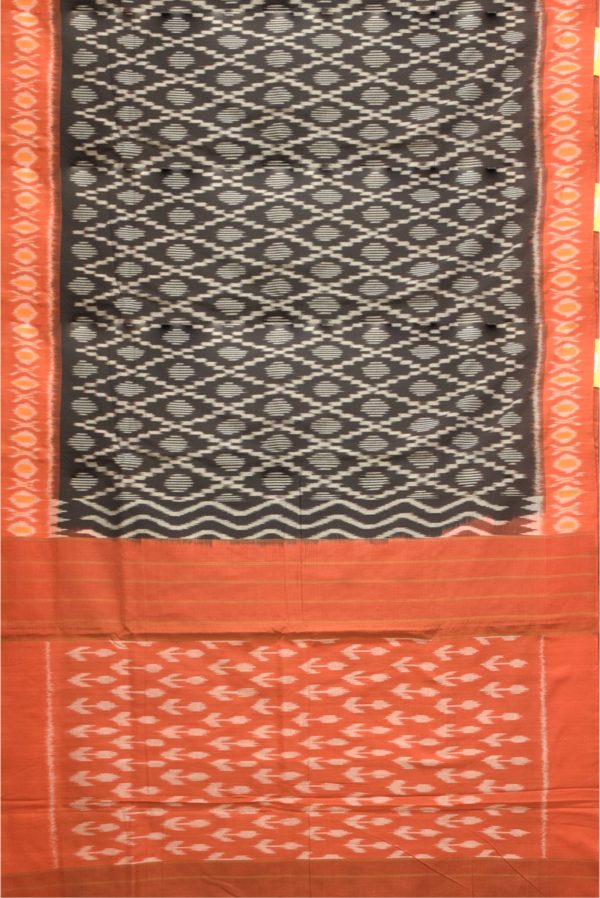 Black and Red Double Ikat Cotton Saree K0183163330 3 Full Saree