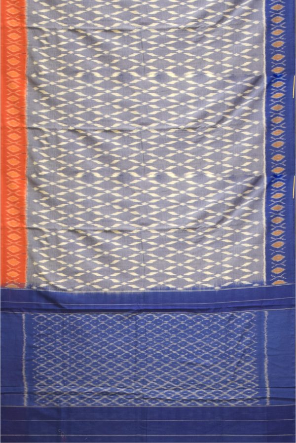 Blue Grey and Ganga Jamuna Ikat Cotton Saree K0183163331 3 Full Saree