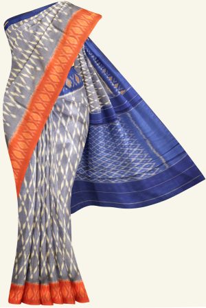 Blue Grey and Ganga Jamuna Ikat Cotton Saree K0183163331 5 Saree