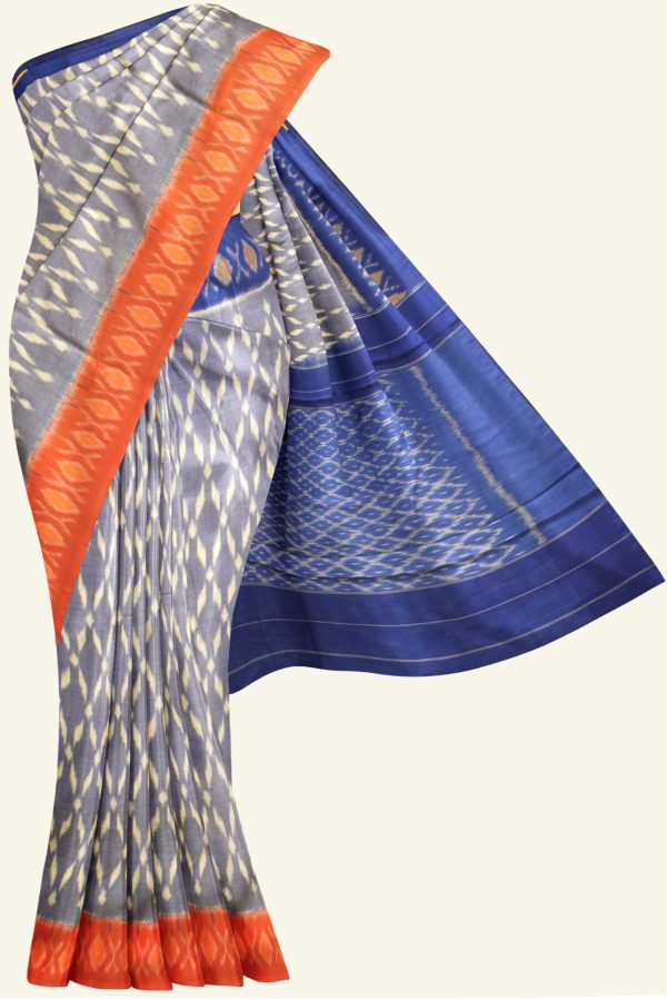 Blue Grey and Ganga Jamuna Ikat Cotton Saree K0183163331 5 Saree