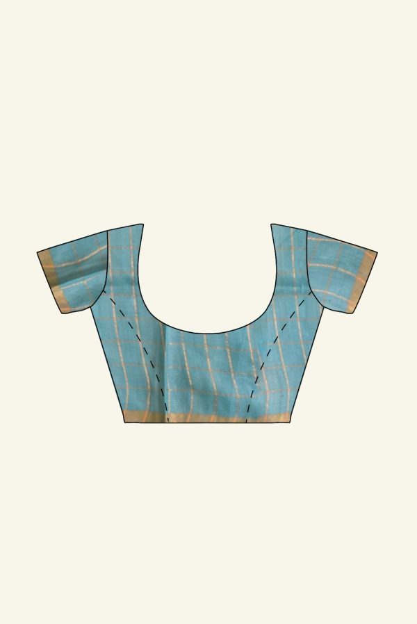Blue Tassel Silk Saree K0197130303 1 Blouse Concept