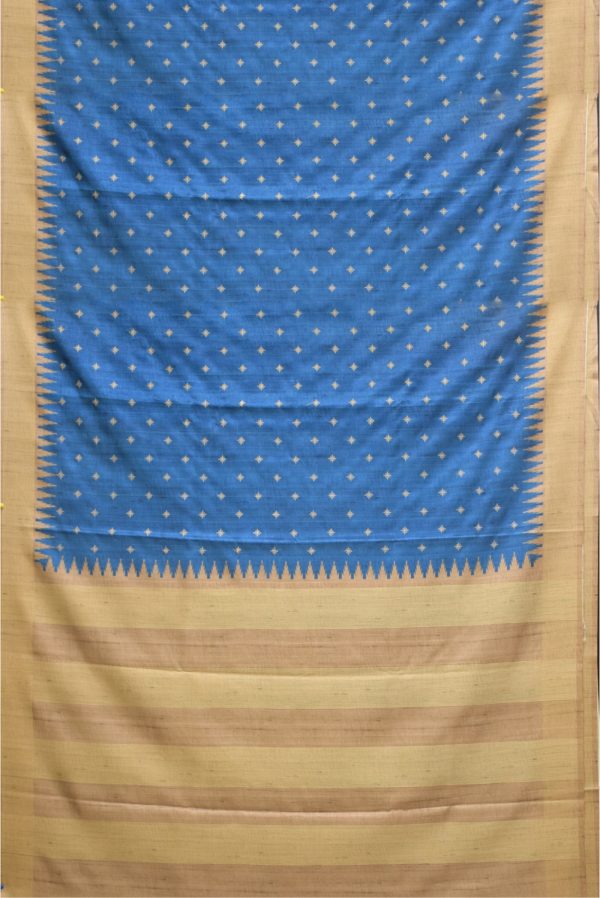 Blue and Beige Semi Dress Silk Saree K0202030101 3 Full Saree