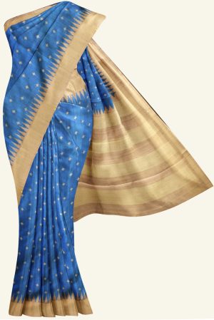 Blue and Beige Semi Dress Silk Saree K0202030101 5 Saree
