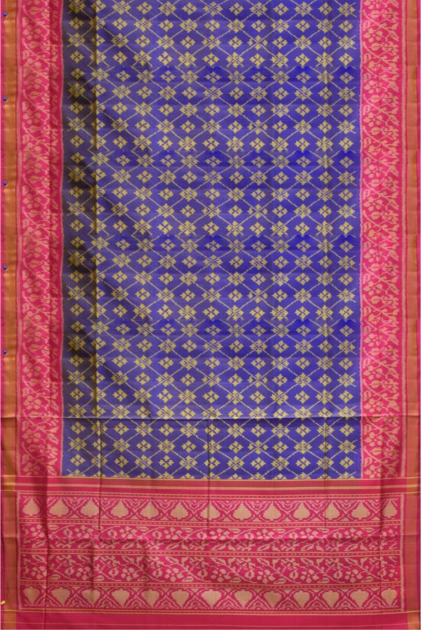 Blue and Lemon Yellow Handloom Patola Silk Saree K0223010505 3 Full Saree
