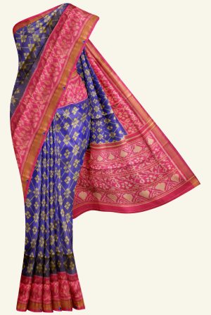 Blue and Lemon Yellow Handloom Patola Silk Saree K0223010505 5 Saree