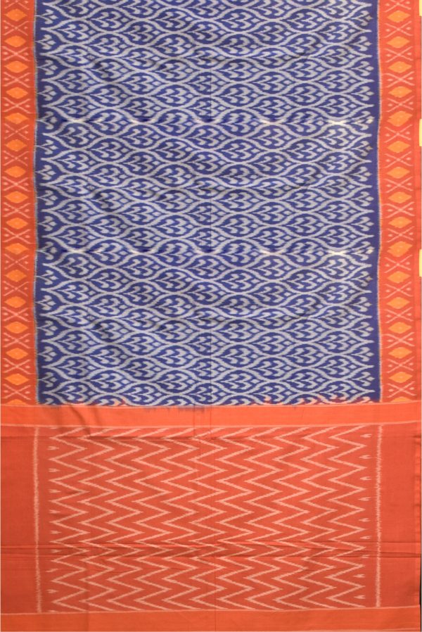 Blue and Red Ikat Cotton Saree K0183163328 3 Full Saree