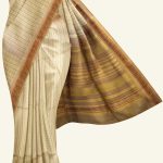 Cream Handloom Silk Cotton Saree with Biscuit Border K0212040101 5 Saree