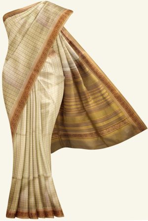 Cream Handloom Silk Cotton Saree with Biscuit Border K0212040101 5 Saree