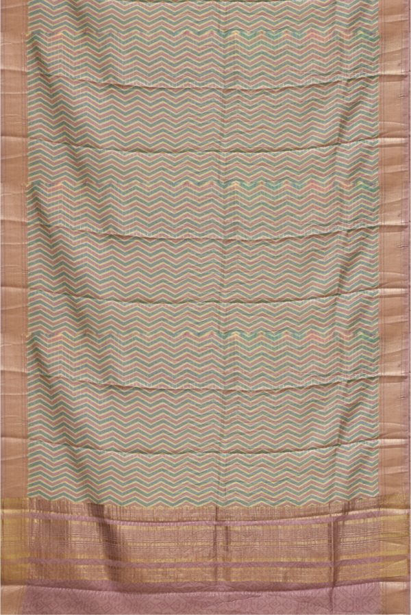 Cream Printed Cotton Saree K0222043714 3 Full Saree