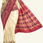 Cream and Magenta Handloom Ikat Silk Saree K0186021102 5 Saree