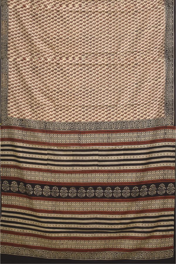 Cream and Maroon Modal Cotton Saree K0208051001 3 Full Saree
