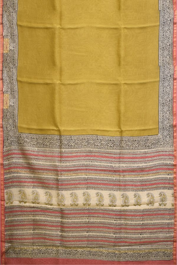 Cream and Printed Chanderi Silk Cotton Saree K0194012209 3 Full Saree