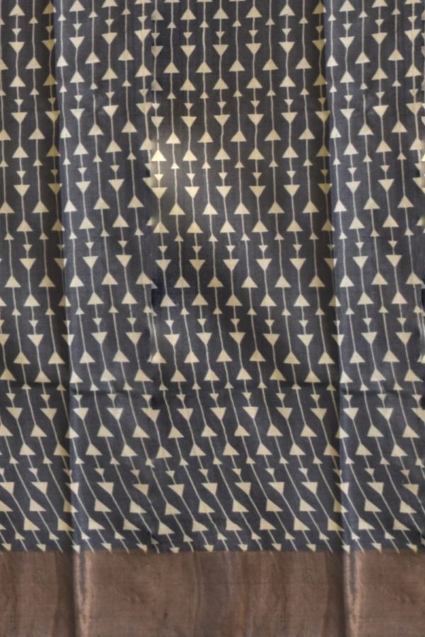 Dark Beige Khadi Tussar Silk Saree K0209010801 2 Blouse