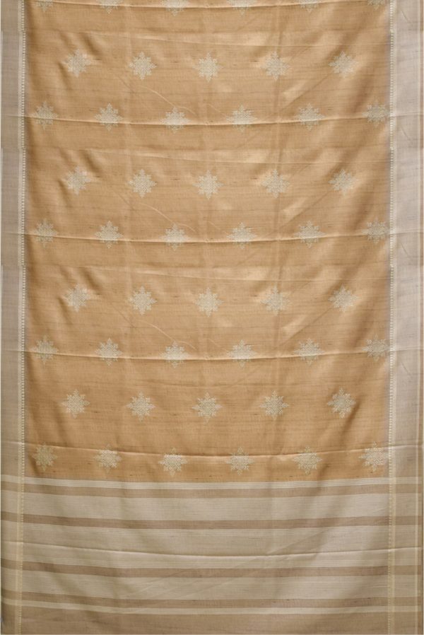 Dark Beige Semi Tussar Silk Saree K0217060202 3 Full Saree