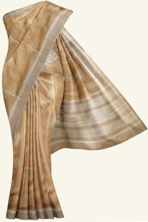 Dark Beige Semi Tussar Silk Saree K0217060202 5 Saree