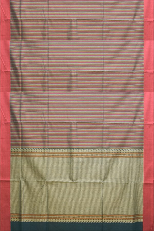 Dark Green Handloom Cotton Saree K0129080201 3 Full Saree