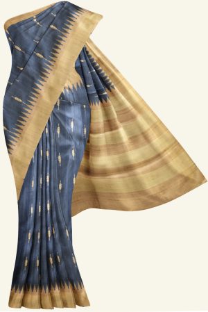 Dark Grey Semi Tussar Silk Saree K0217020201 5 Saree