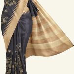 Dark Grey and Biscuit Semi Tussar Silk Saree K0202050101 5 Saree