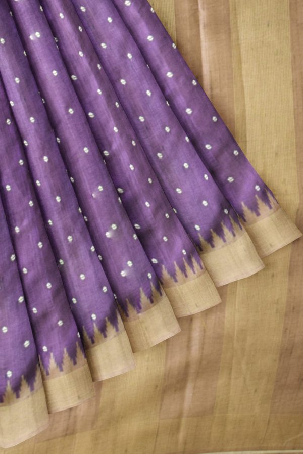 Dark Lavender Semi Tossa Silk Saree K0202020101 4 Pleats and Pallu