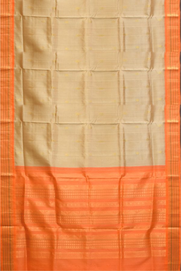 Golden Beige and Orange Pattur Silk Cotton Saree K0169081406 3 Full Saree