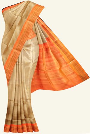 Golden Beige and Orange Pattur Silk Cotton Saree K0169081406 5 Saree
