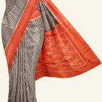 Grand Red and White Ikat Cotton Saree K0183163318 5 Saree