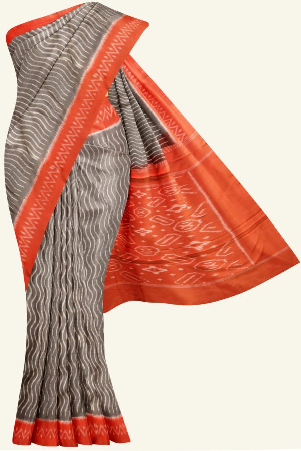 Grand Red and White Ikat Cotton Saree K0183163318 5 Saree