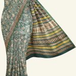 Green and Off White Chanderi Silk Cotton Saree J0382024005 5 Saree