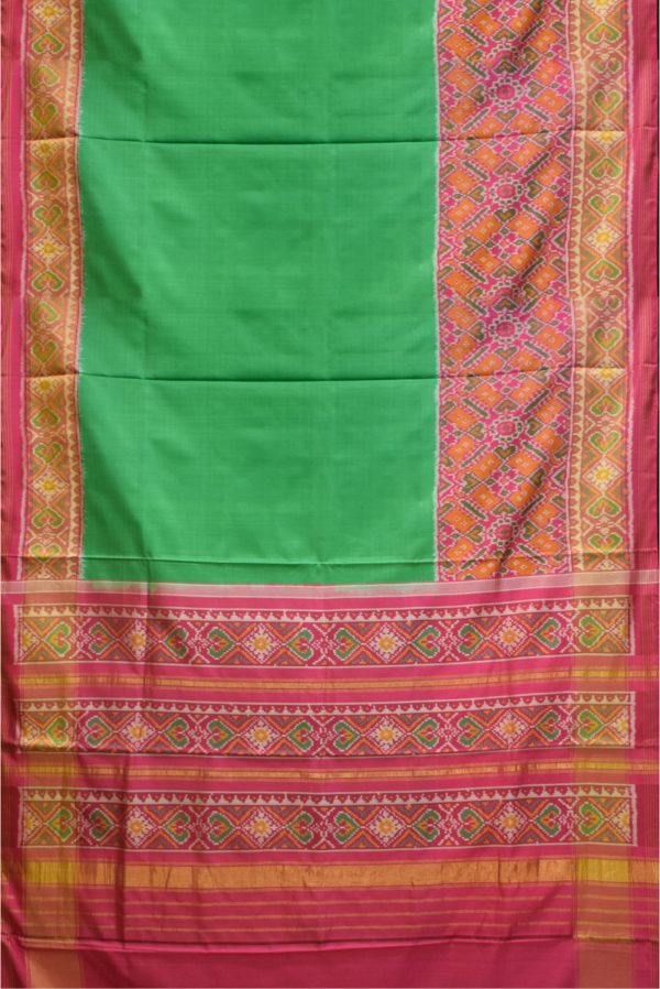 Green and Pink Handloom Patola Silk Saree I0473020201 3 Full Saree