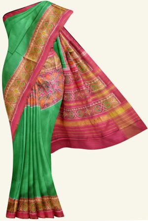 Green and Pink Handloom Patola Silk Saree I0473020201 5 Saree