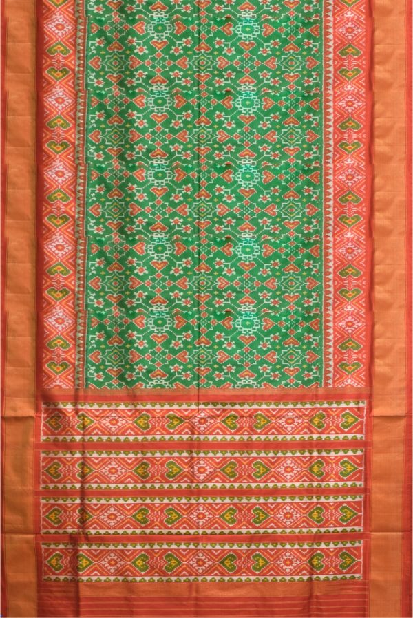 Green and Red Ikat Silk Saree K0117010201 3 Full Saree