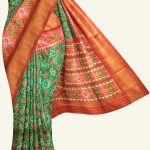 Green and Red Ikat Silk Saree K0117010201 5 Saree