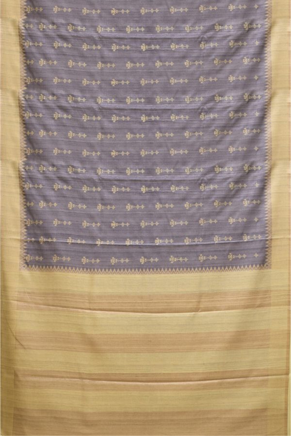 Grey Blue Semi Tussar Silk Saree K0217050201 3 Full Saree